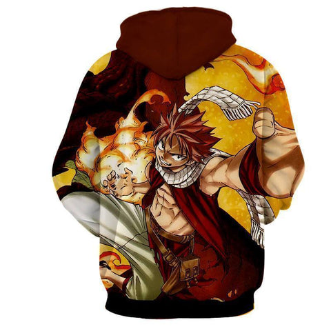 Image of Natsu Dragneel Fairy Tail Brown & Yellow 3D Hoodies