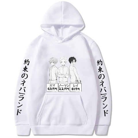 Image of Anime The Promised Neverland Hoodie Long Sleeve Loose Hip Hop Uniex Cloths