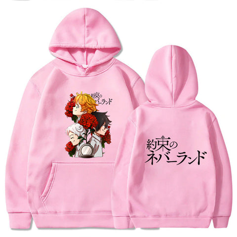 Image of The Promised Neverland Anime Hoodie Long Sleeve Loose Hip Hop Unisex Hooded Sweatshirt