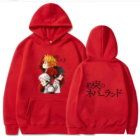 Image of The Promised Neverland Anime Hoodie Long Sleeve Loose Hip Hop Unisex Hooded Sweatshirt