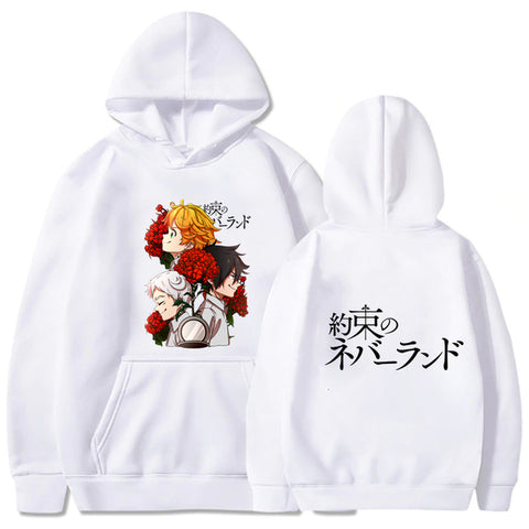 Image of The Promised Neverland Anime Hoodie Long Sleeve Loose Hip Hop Unisex Hooded Sweatshirt