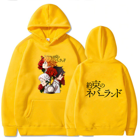 Image of The Promised Neverland Anime Hoodie Long Sleeve Loose Hip Hop Unisex Hooded Sweatshirt