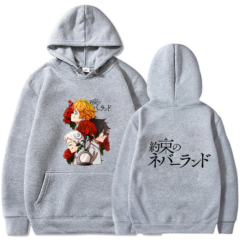 Image of The Promised Neverland Anime Hoodie Long Sleeve Loose Hip Hop Unisex Hooded Sweatshirt