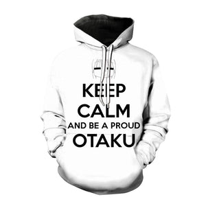 Lucky Star Izumi Konata Keep Calm and be a Proud OTAKU Anime Hoodies 3D Printed Sweatshirt