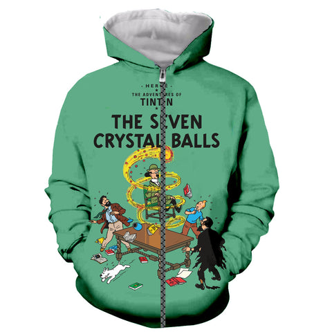 Image of Cartoon The Adventures of Tintin 3D Printed Zip Up Hoodies