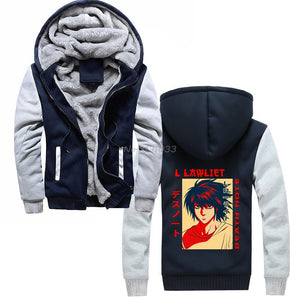 Anime Death Note Manga Hoodie Men Winter Thicken Warm Sweatshirt Hooded Jacket