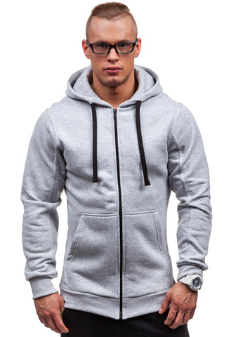 Image of Solid Color Hoodies - Zip Up Men's Fashion Sports Red Grey Hoodie