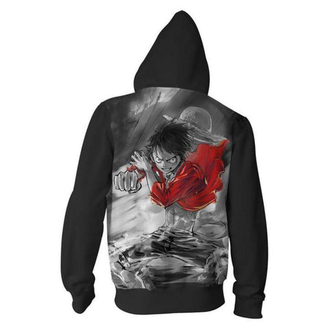 Image of One Piece Angry Luffy Hoodies -  Zip Up Awesome Hoodie