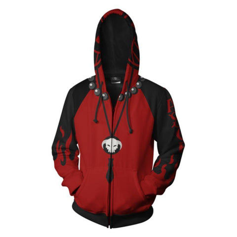 Image of One Piece Portgas D. Ace Hoodies -  Zip Up Red Hoodie