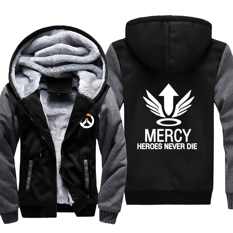 Overwatch Mercy Jackets - Zip Up Black Fleece Jacket