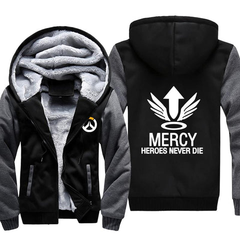Image of Overwatch Mercy Jackets - Zip Up Black Fleece Jacket