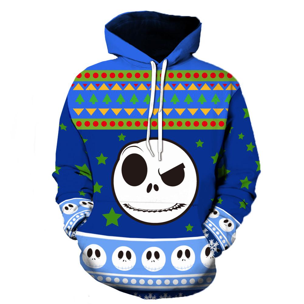 Nightmare Before Christmas Jack Sweatshirts - Nightmare Before Christmas Sweatshirts - Cool Blue Knitting Pattern 3D Ugly Christmas Sweatshirt