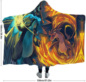 Anime Hooded Blankets - Pokemon Velvet Warm Travel Blankets