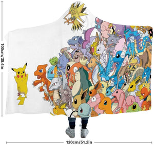 Anime Pokemon Hooded Blankets -  Warm Travel Blankets