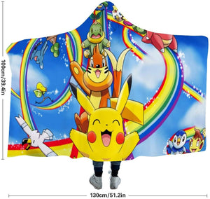 Anime Pokemon Hooded Flannel Blankets