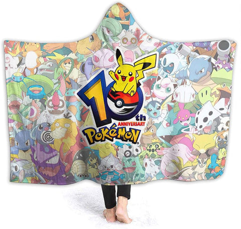 Image of Anime Pokemon Blanket - Wearable Throw Hooded Blanket