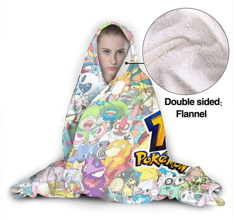 Image of Anime Pokemon Blanket - Wearable Throw Hooded Blanket