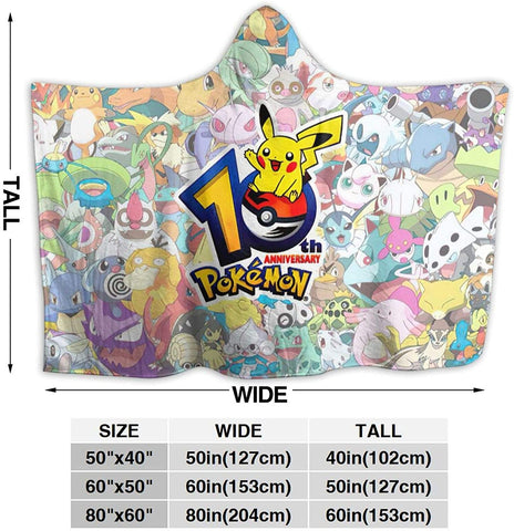 Image of Anime Pokemon Blanket - Wearable Throw Hooded Blanket