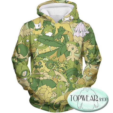 Image of Pokemon Hoodies - All in One Grass Type Pokemons Hoodie