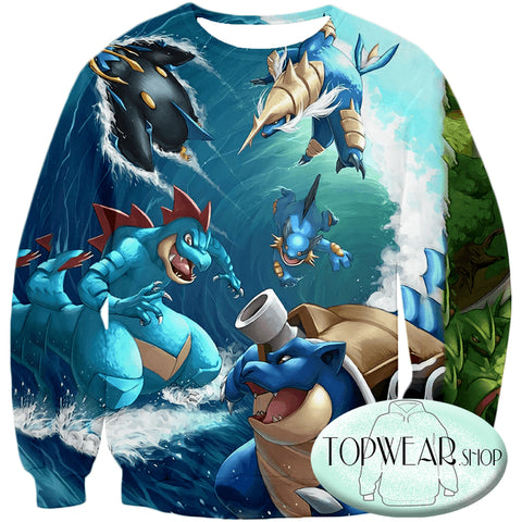 Image of Pokemon Sweatshirts - All Powerful Water Type Pokemons Sweatshirt