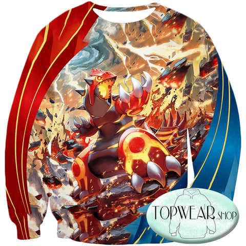 Image of Pokemon Sweatshirts - Legendary Red Blazing Groudon Sweatshirt