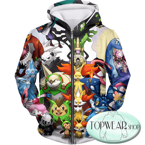 Image of Pokemon Hoodies - Pokemon X and Y Series All in One Zip Up Hoodie