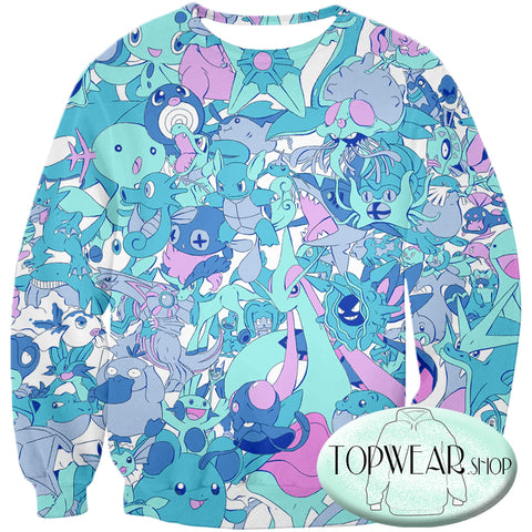 Image of Pokemon Sweatshirts - Cool All in One Water Pokemons Sweatshirt