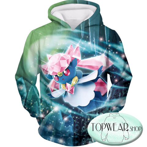 Image of Pokemon Sweatshirts - Fairy Rock Type Pokemon Diancie Sweatshirt