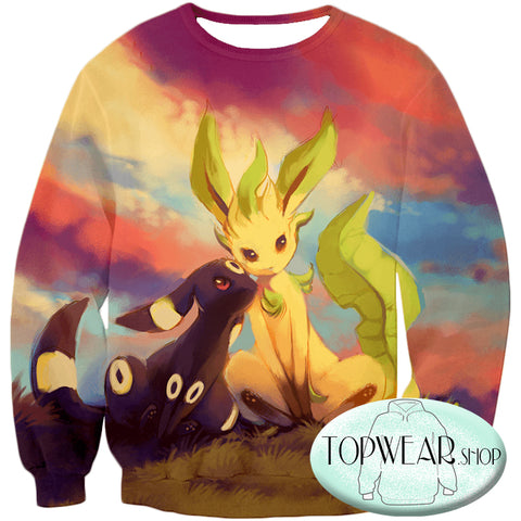 Image of Pokemon Sweatshirts - Cute Umbreon and Leafeon 3D Sweatshirt