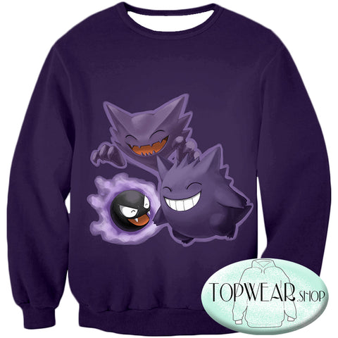 Image of Pokemon Sweatshirts - Ghastly Hunter and Gengar Cool Anime Sweatshirt
