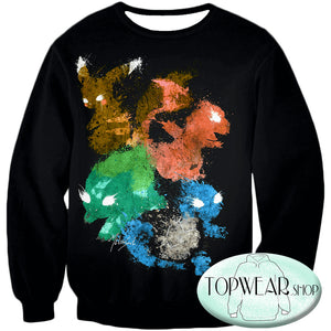 Pokemon Sweatshirts - First Generation Pokemons Spray Print Sweatshirt