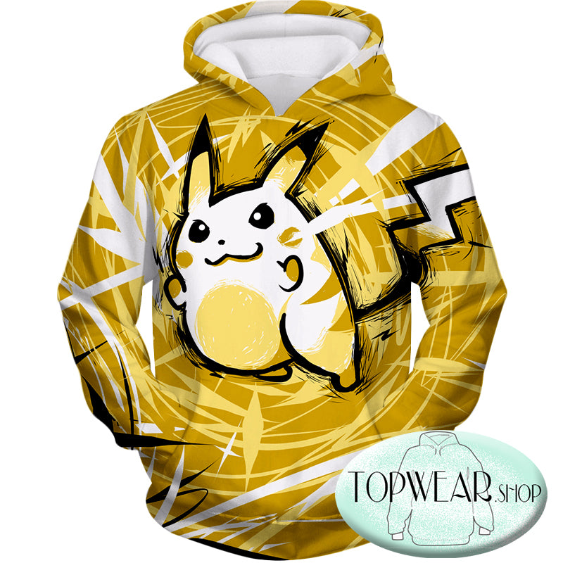 Pokemon Hoodies - Thunder Pokemon Raichu Yellow Zip Up Hoodie