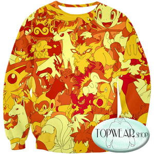 Pokemon Sweatshirts - Fire Type Pokemons Amazing 3D Sweatshirt