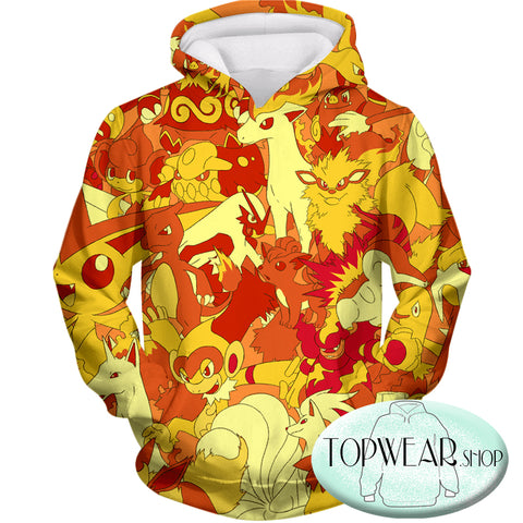 Image of Pokemon Hoodies - Fire Type Pokemons Amazing 3D Zip Up Hoodie