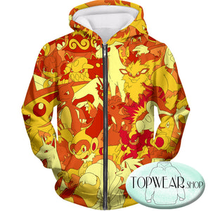 Pokemon Sweatshirts - Fire Type Pokemons Amazing 3D Sweatshirt