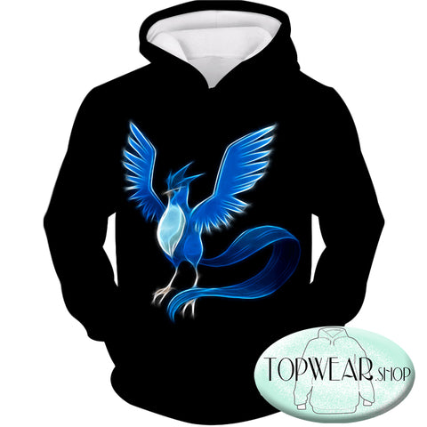 Image of Pokemon Hoodies - Flying Mystic Ice Type Pokemon Articuno Zip Up Hoodie