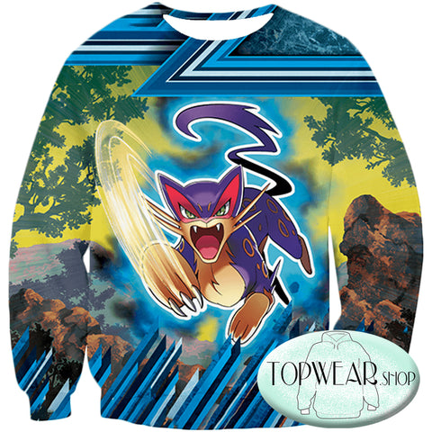 Image of Pokemon Sweatshirts - Ultimate Purple Cat Pokemon Liepard Sweatshirt