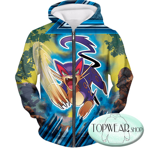 Image of Pokemon Sweatshirts - Ultimate Purple Cat Pokemon Liepard Sweatshirt