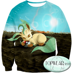 Pokemon Sweatshirts - Wolf Grass Type Pokemon Leafeon Sweatshirt