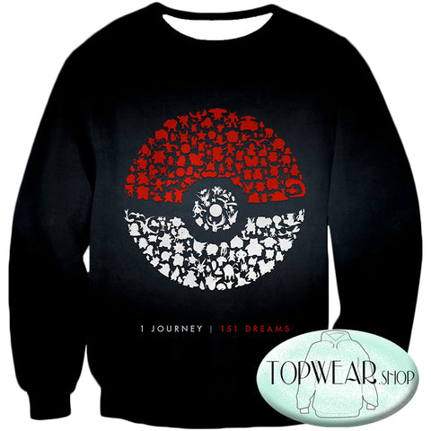 Image of Pokemon Sweatshirts - Pokeball Pokemon Journey 3D Sweatshirt