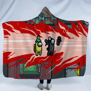 Game Among Us 3D Print Fleece Hooded Blanket