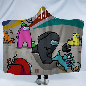 Game Among Us 3D Print Fleece Hooded Blanket