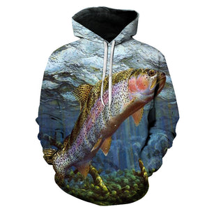 3D Tropical Fish Hooded Sweatshirts - Fashion Print Hoodies