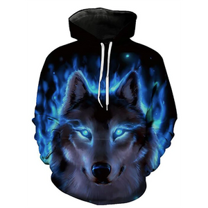 3D Printed Wolf Hoodie - Hooded Wild Animal Pullover