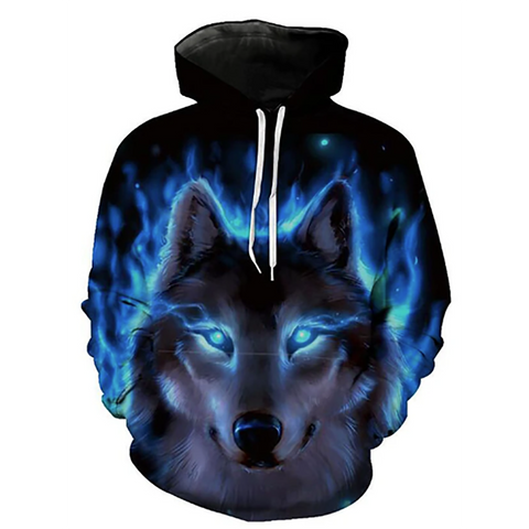 Image of 3D Printed Wolf Hoodie - Hooded Wild Animal Pullover