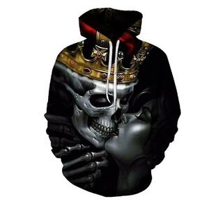 3D Printed Skull Hoodie - Hooded Casual Loose Pullover Party