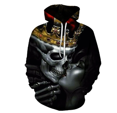 Image of 3D Printed Skull Hoodie - Hooded Casual Loose Pullover Party