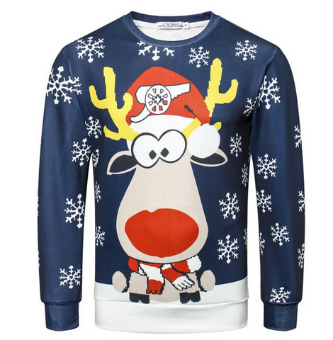 Image of 3D Print Christmas Lovely Reindeer Pullover Sweatshirt