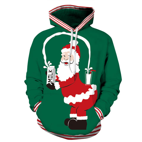 Image of Christmas Hoodies - Super Funny Santa Claus Icon Green 3D Hoodie