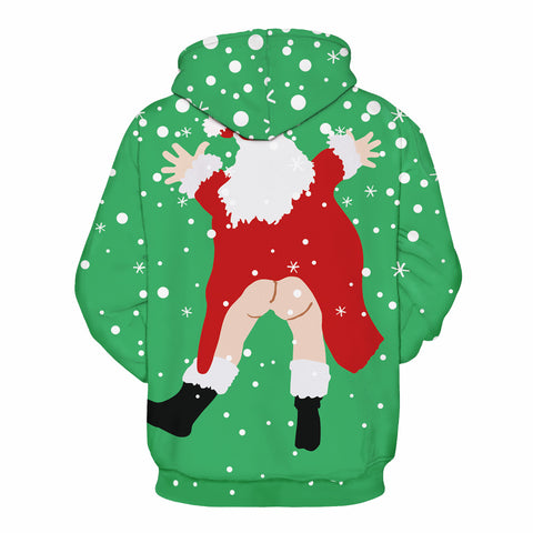Image of Christmas Hoodies - Naughty Santa Claus Snowflake Icon Green 3D Hoodie